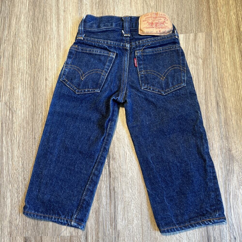 Vtg Levi 302 0117 Big E 18 13 0 Toddler Dark Denim S Series V Stitch Dark Indigo